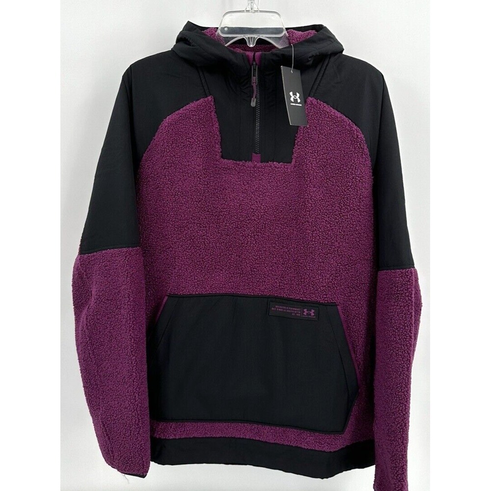 UNDER ARMOUR LOOSE FIT MISSION ANORAK 1/4 ZIP JACKET Men's Large Purple / Black